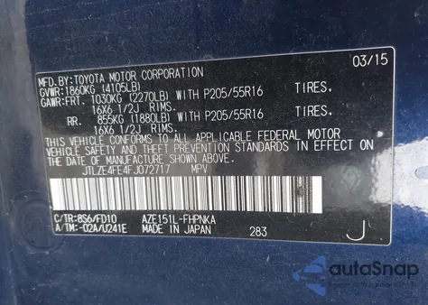 2015 Scion Xb from USA, damaged, VIN JTLZE4FE4FJ072717